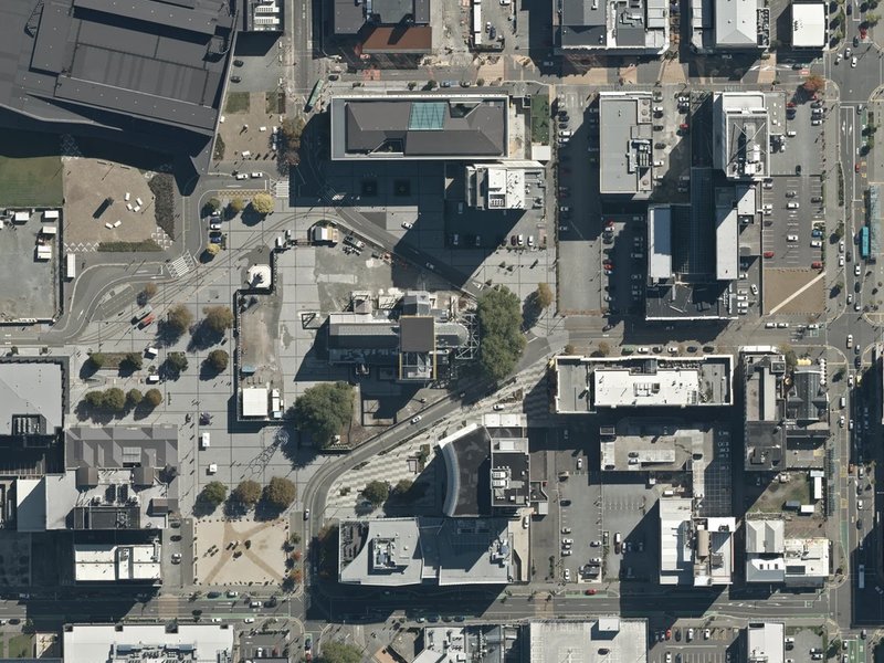 aerial view of Cathedral Square and the ground around it