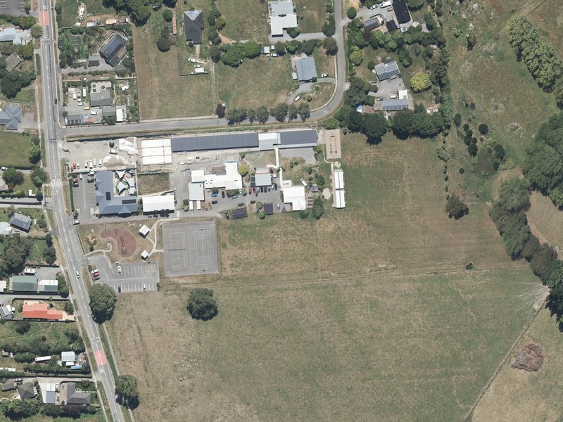 aerial view of Tuahiwi Reserve and the ground around it