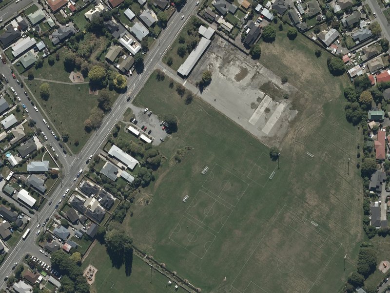 aerial view of Westminster Park and the ground around it