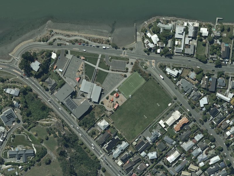 aerial view of Redcliffs Park and the ground around it