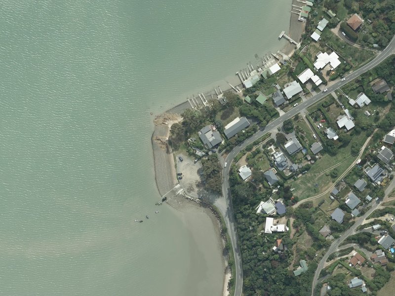 aerial view of Charteris Bay Boat Ramp and the ground around it