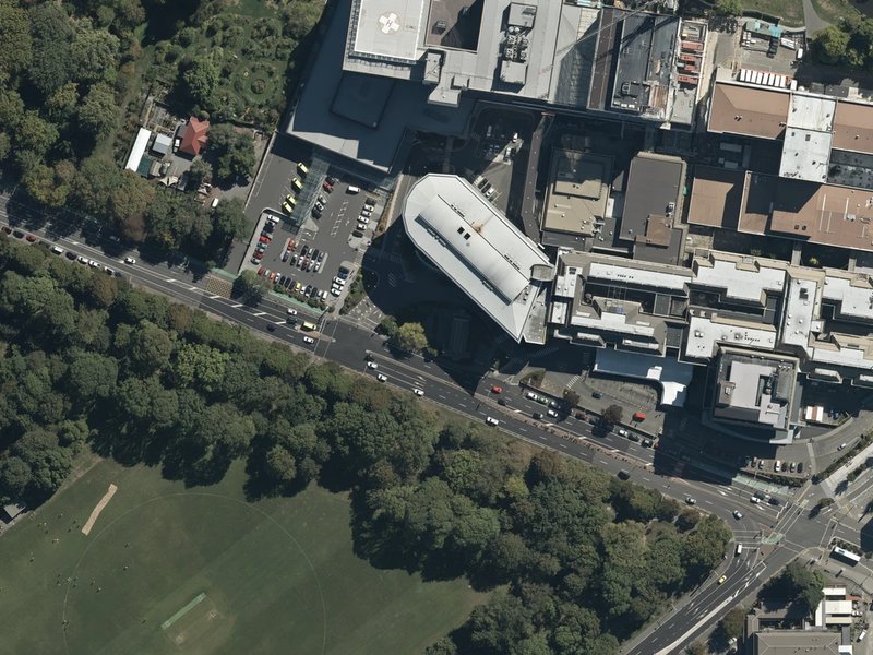 aerial view of Nurses Memorial Chapel and the ground around it