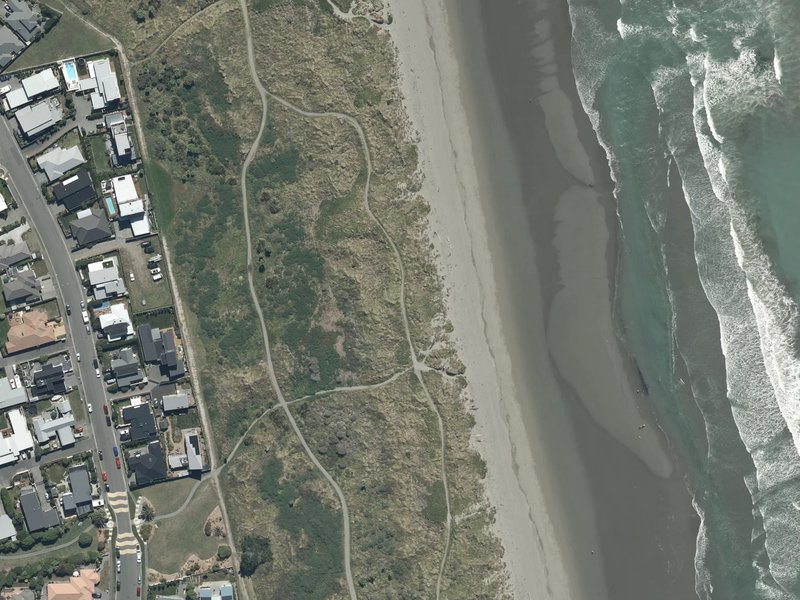 aerial view of Waimairi Beach Park and the ground around it