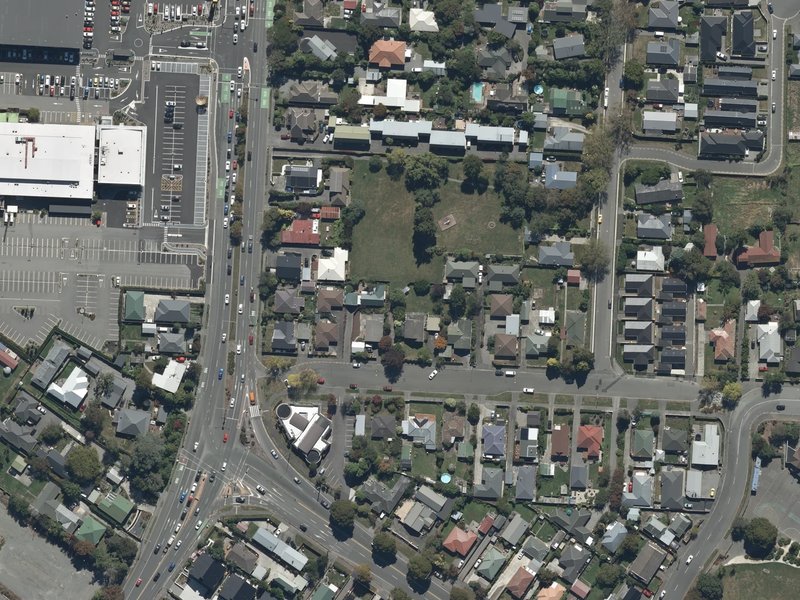 aerial view of Papanui Pool Reserve and the ground around it