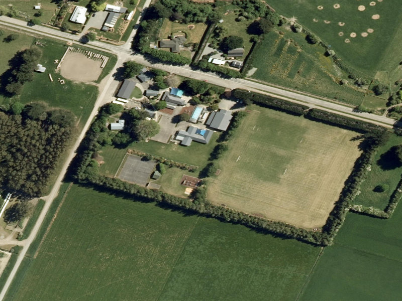 aerial view of West Eyreton Domain and the ground around it