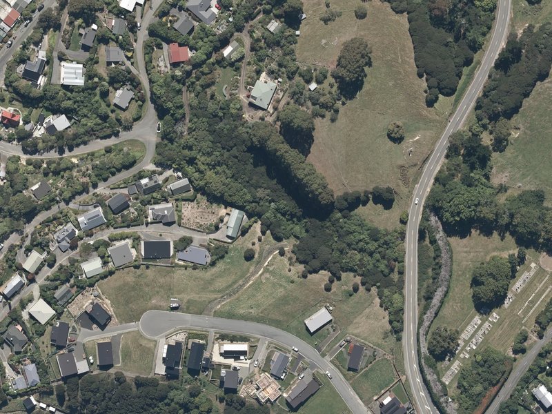 aerial view of Duvauchelle Reserve and the ground around it