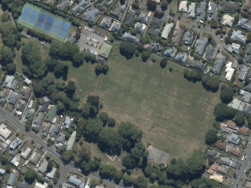 aerial view of Crosbie Park and the ground around it