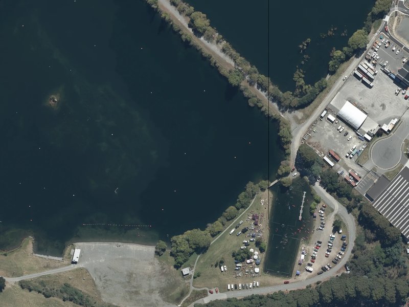 aerial view of Roto Kohatu and the ground around it