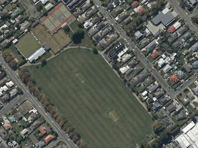 aerial view of Barrington Park and the ground around it