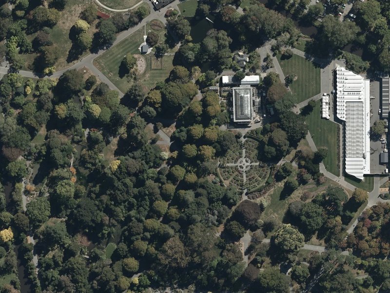 aerial view of Botanic Gardens and the ground around it