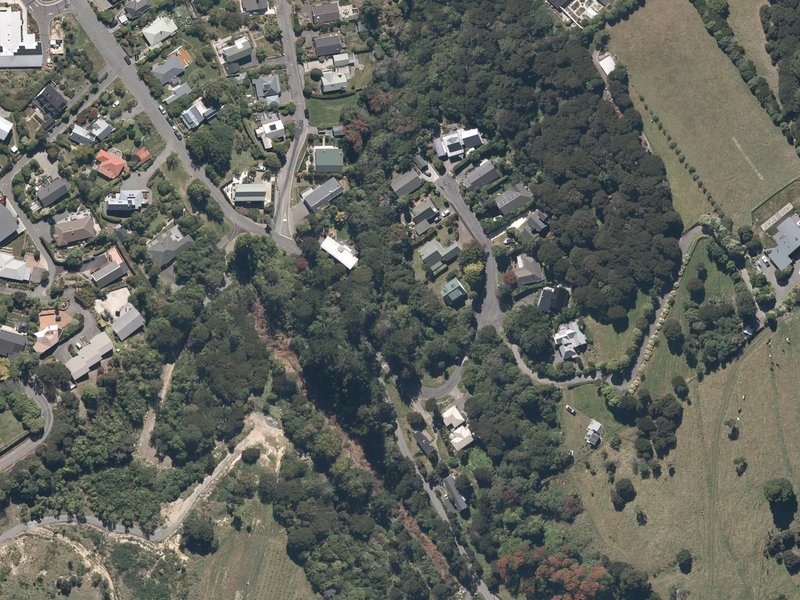 aerial view of Kowhai Grove Esplanade Reserve and the ground around it