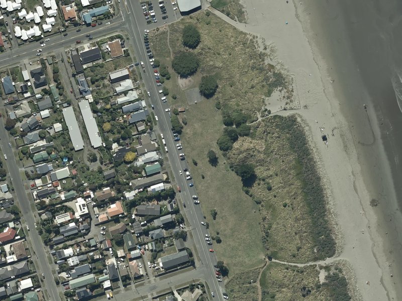 aerial view of Te Karoro Karoro Reserve and the ground around it