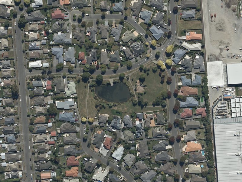aerial view of Sanctuary Gardens Reserve and the ground around it