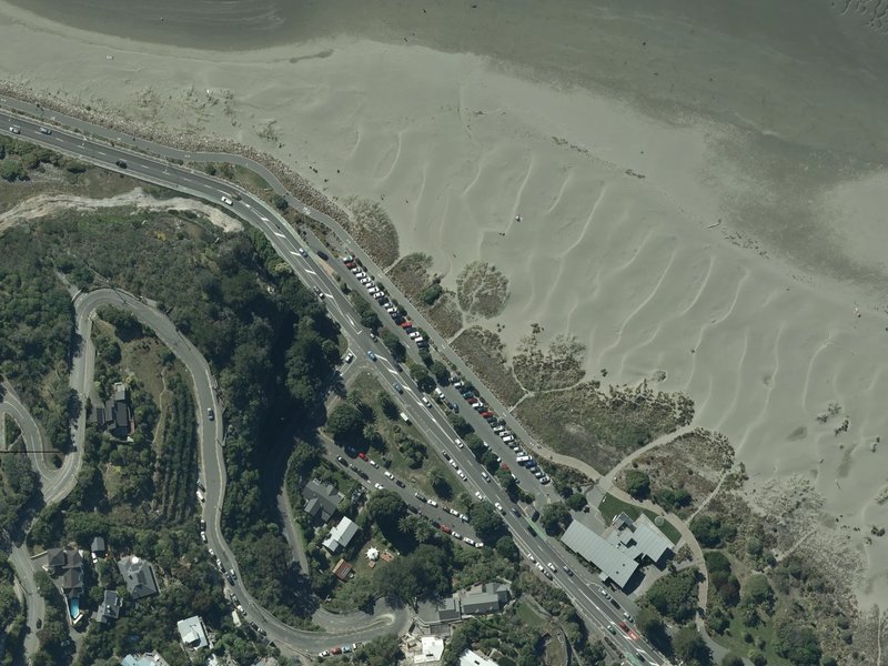 aerial view of Sumner Beach and the ground around it