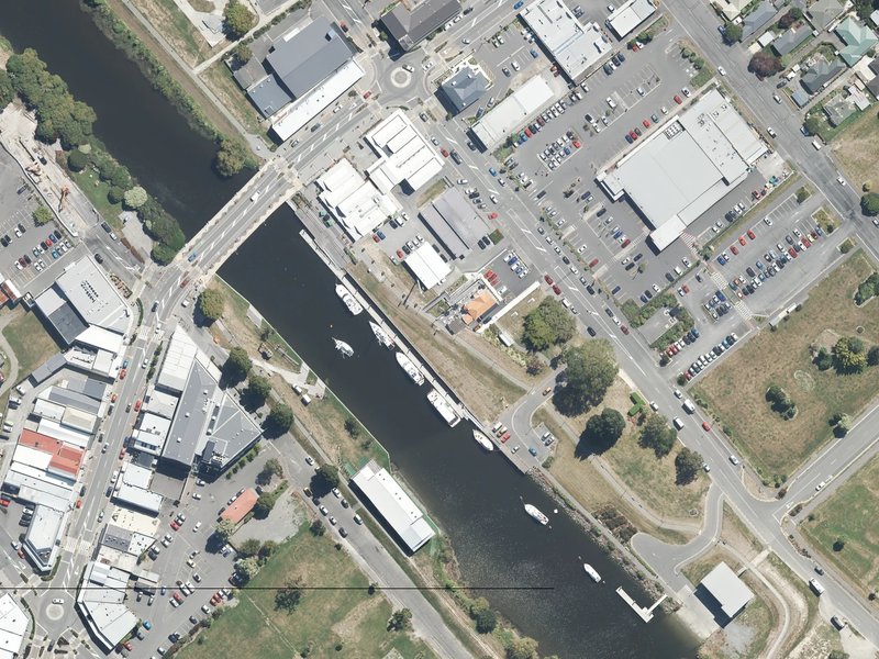 aerial view of Kaiapoi Riverbank and the ground around it