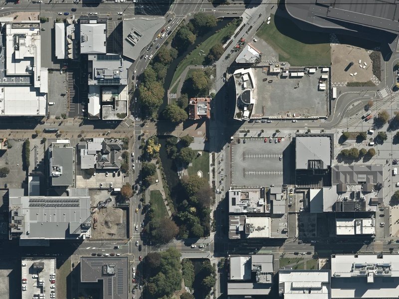 aerial view of Scott Statue Reserve and the ground around it