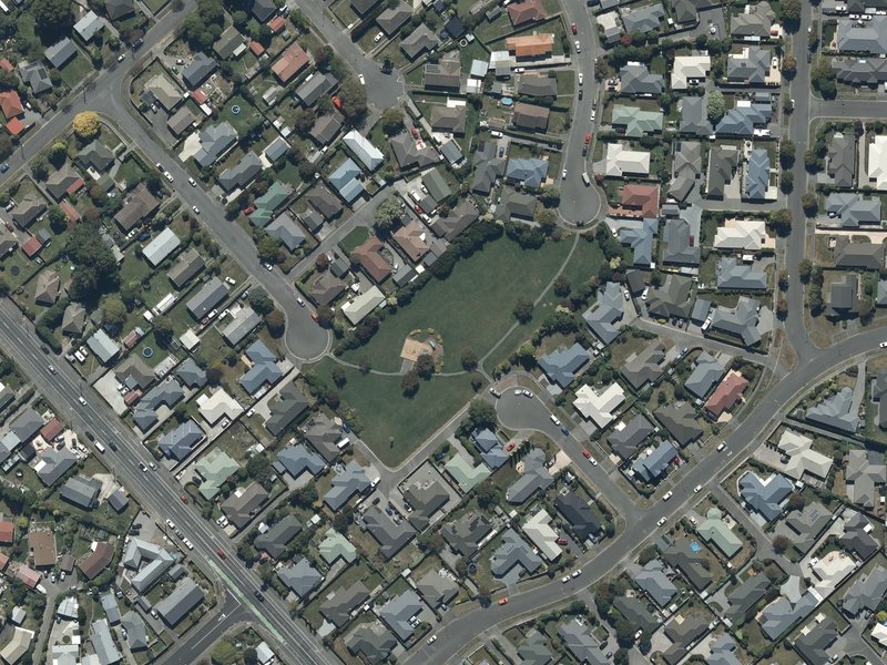 aerial view of De Lange Reserve and the ground around it
