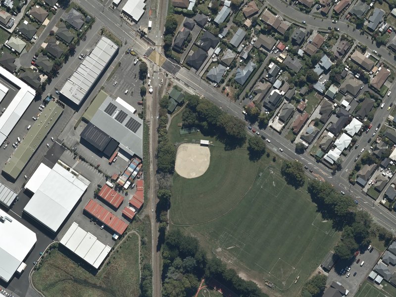 aerial view of Papanui Domain and the ground around it