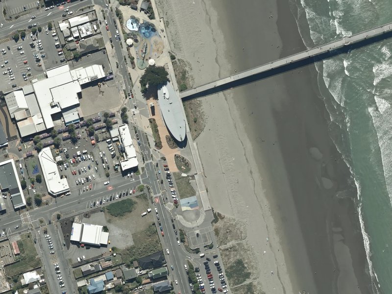 aerial view of New Brighton Beach and the ground around it
