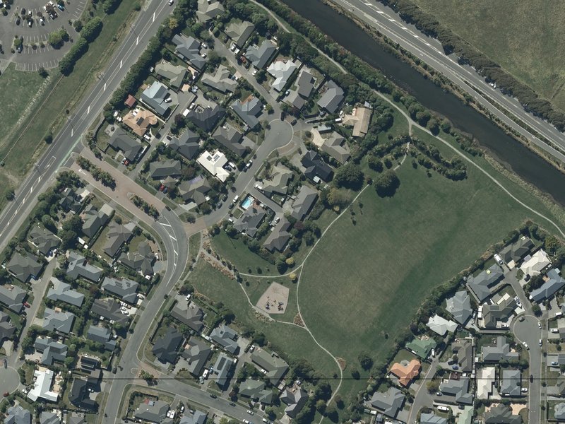 aerial view of Ti Rakau Reserve and the ground around it