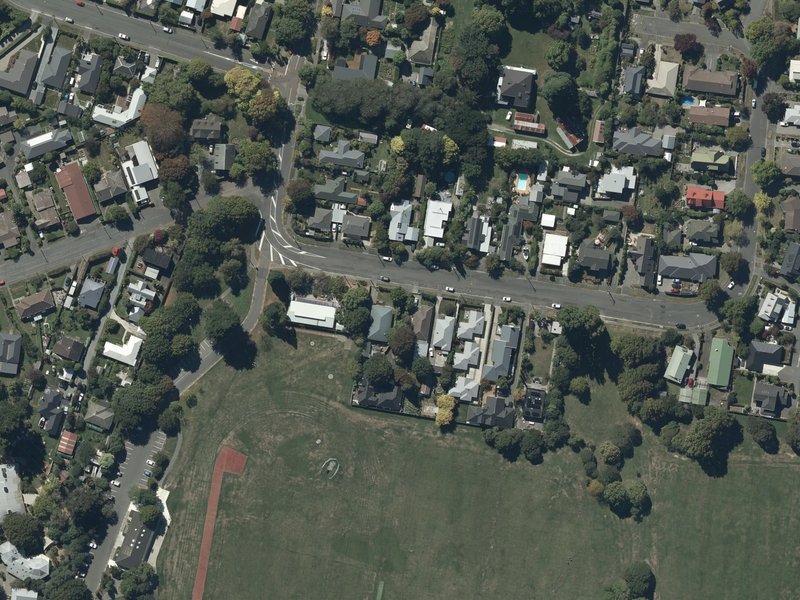 aerial view of Hansen Park and the ground around it