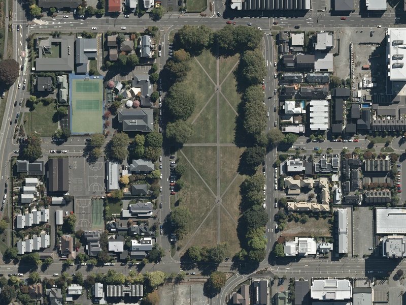 aerial view of Cranmer Square and the ground around it