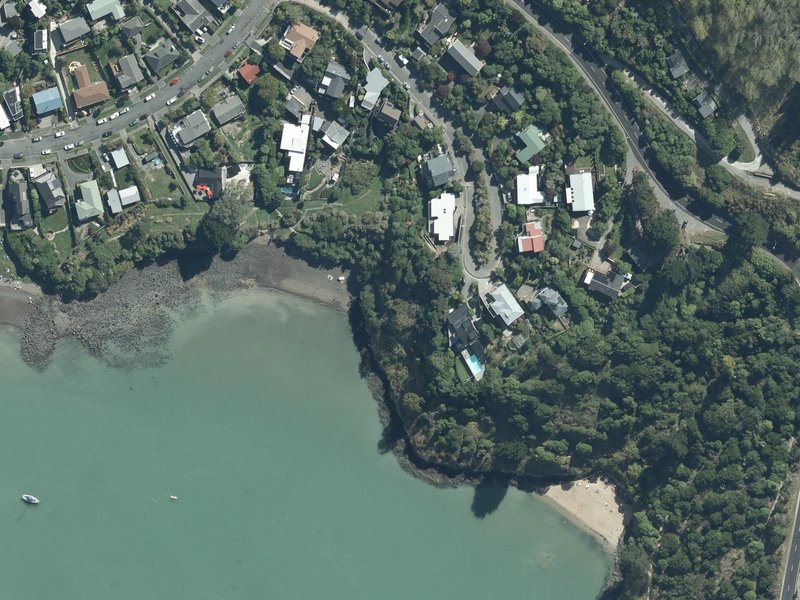 aerial view of Cass Bay Walkway and the ground around it