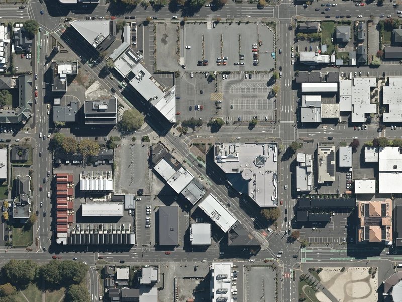 aerial view of Victoria Triangles and the ground around it