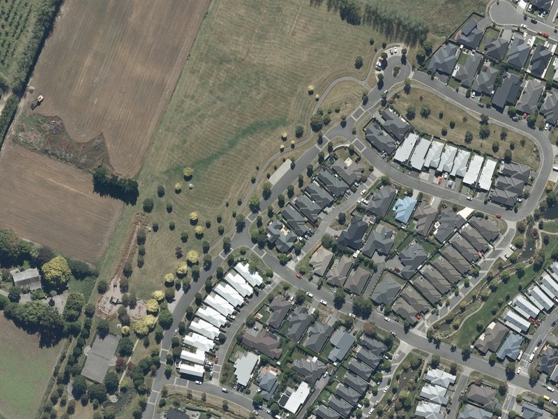 aerial view of F W Delamain Park and the ground around it