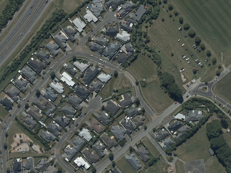 aerial view of Rosario Park and the ground around it