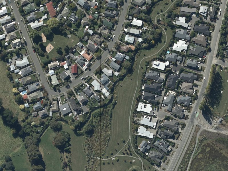 aerial view of Cashmere Stream Esplanade Reserve and the ground around it