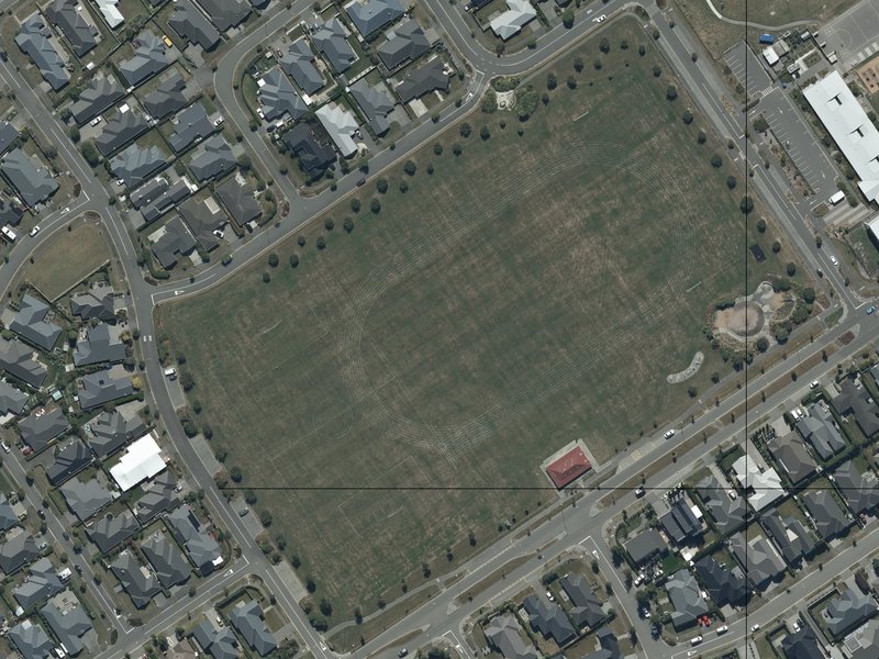aerial view of Te Kahu Park and the ground around it