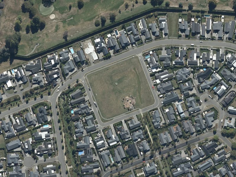 aerial view of Waitikiri Square and the ground around it