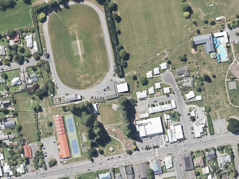 aerial view of Pearson Sports Park and the ground around it