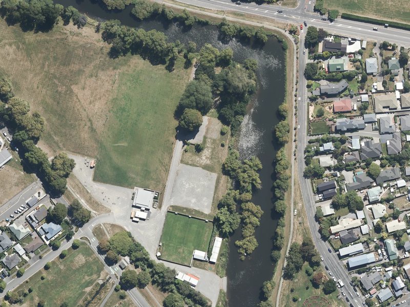 aerial view of Former Kaiapoi Bowling Club and the ground around it