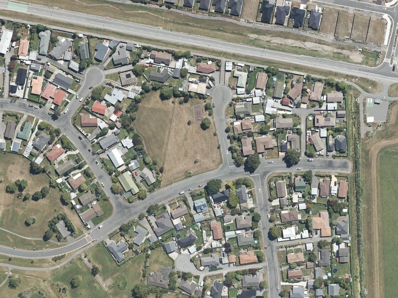 aerial view of Currie Park and the ground around it