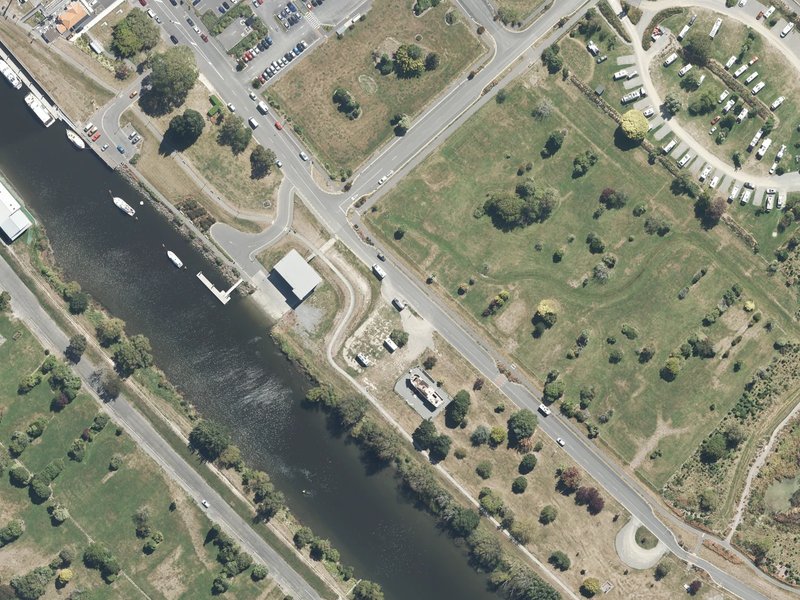 aerial view of Charles Street Caravan Effluent Street and the ground around it