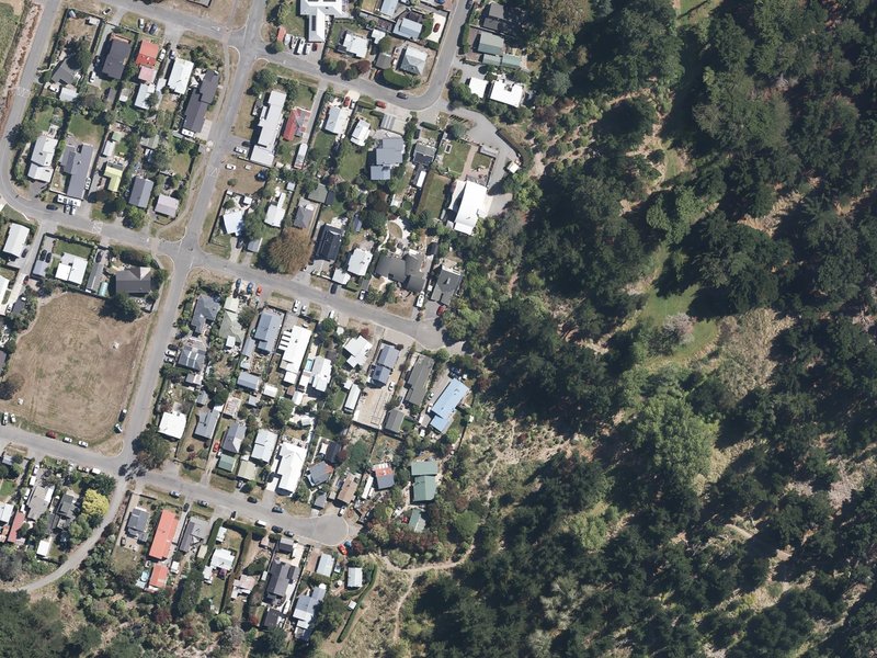 aerial view of Waikuku Plant Horsefloat Park and the ground around it
