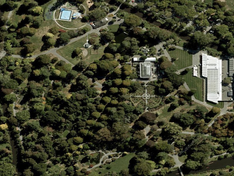 aerial view of Botanic Gardens and the ground around it