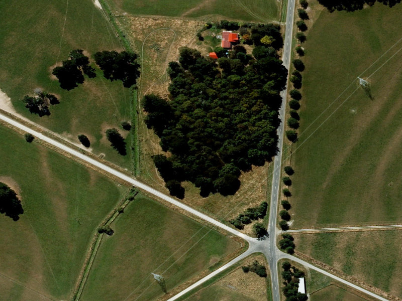 aerial view of Mahans and the ground around it