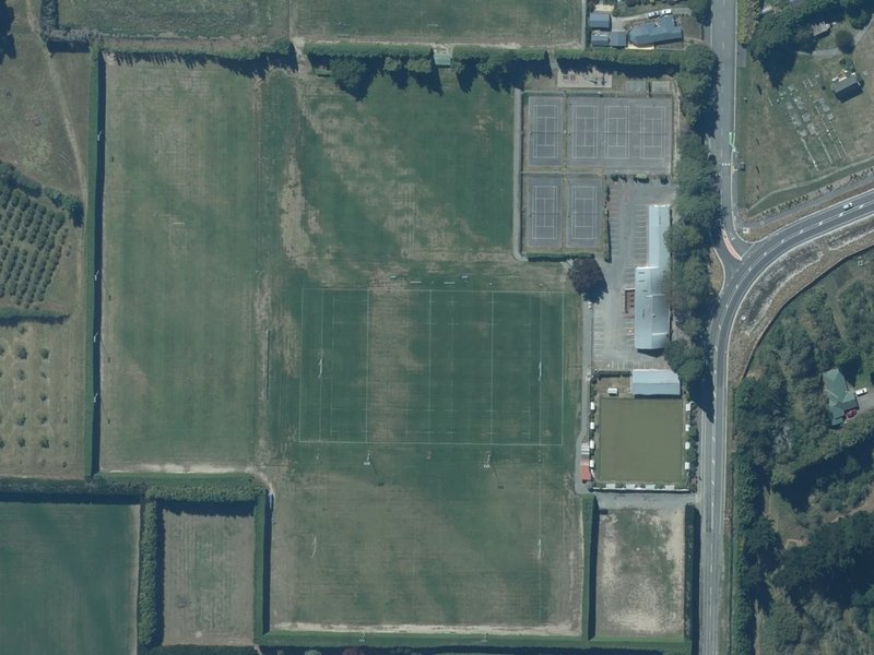 aerial view of West Melton Domain and the ground around it