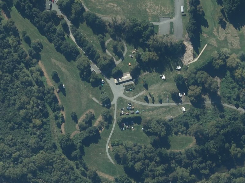 aerial view of Glentunnel Camping Ground and the ground around it