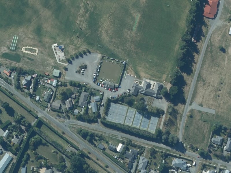 aerial view of Kirwee Domain and the ground around it
