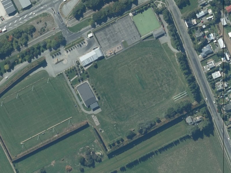 aerial view of Dunsandel Domain and the ground around it