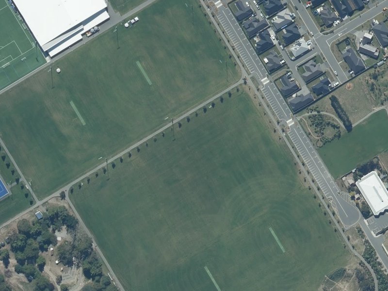 aerial view of Foster Recreation Park and the ground around it