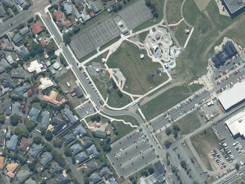 aerial view of Rolleston Domain and the ground around it