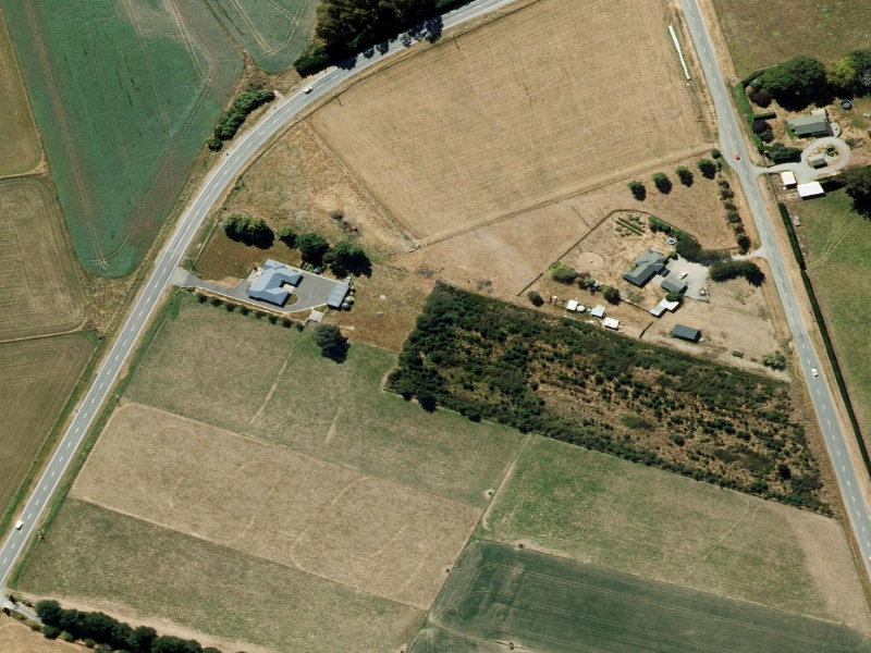aerial view of Orari Bridge and the ground around it