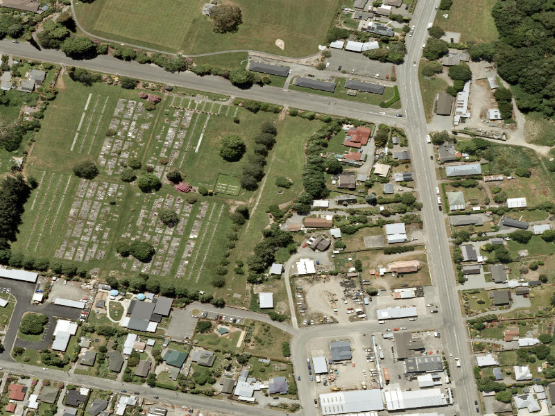 aerial view of Geraldine Cemetery and the ground around it