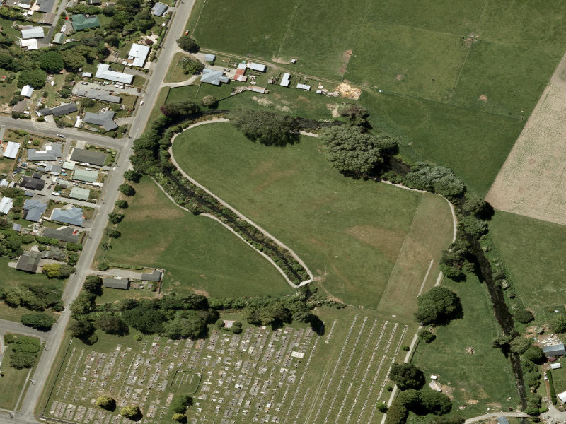 aerial view of Temuka Cemetery and the ground around it