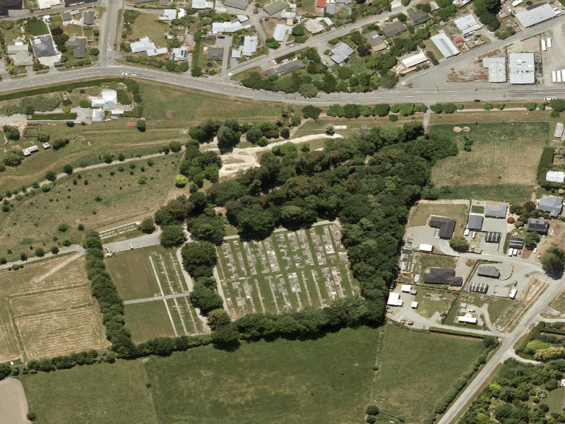 aerial view of Pleasant Point Cemetery and the ground around it